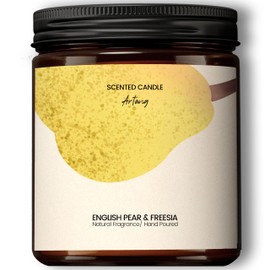 Generic English Pear & Freesia Scented Candle | Scented Candle Gifts for Women | Soy Candles for Home Scented | Aromatherapy Candle in Black Jar | Unique Birthday Gifts for Women, Chroma, AT0001