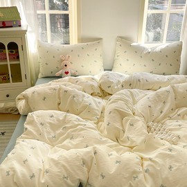 Nayoroom Schleifen Bed Linen 135 x 200 cm 2-Piece Hearts Bow Pattern Girls Duvet Cover Premium Washed Microfibre Bedding Sets with Zip and Pillowcase 80 x 80 cm