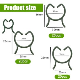 JUGUTA 100 Stück Pflanzenklammern Grün, Pflanzenclips 2 X 2,6Cm, 2,5 X 2,8Cm Und 3 X 3,6Cm, Pflanzen Clips Für Kletterpflanzen Wiederverwendbar Tomatenclips, Gartenklammern