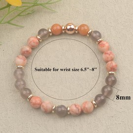 UEUC Healing Stone Bead Bracelet for Women, Natural Gemstones, Balance Protection, Spiritual Crystal Bead Bracelet for Anxiety Relief with Meaning Card, Stone