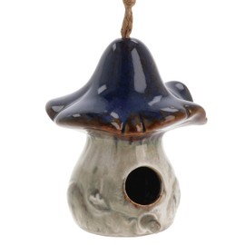 Shudehill Giftware Magical Mushrooms Bird House - Red & Blue (Blue)
