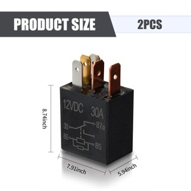 MLY Automotive 12V Relay, 30A 5-Pin Starter Relay, Waterproof Multi-Purpose Power Electromagnetic Switch, Universal Accessories for Car Boat Motor Replacement (Black #2PCS)