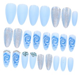WOONEKY 24pcs Decorative Press Nails Design Easy to Apply Fake Nails for Women for Manicure Wedding and Parties