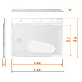 Karteo Card Holder with Thumb Slot [Pack of 1] Transparent Horizontal ID Card Holder Protective Cases Hard Plastic for ID Cards Name Badges Work ID Cards