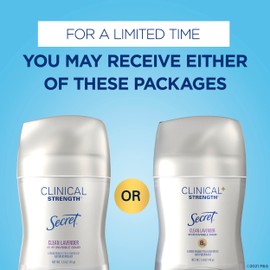 Secret Clinical Strength Antiperspirant and Deodorant for Women Invisible Solid Clean Lavender 2.6 Oz