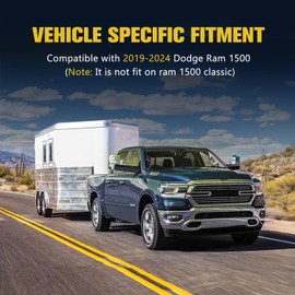 BUNKER INDUST 2 Inch Trailer Hitch Receiver Compatible with 2019-2024 Dodge Ram 1500, Class 3 Rear Trailer Tow Hitch with Bolts, Black