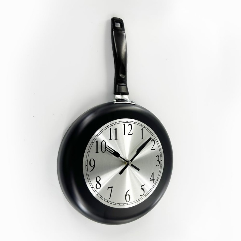 Timelike Wall Clock, 10 inch Metal Frying Pan Kitchen Wall