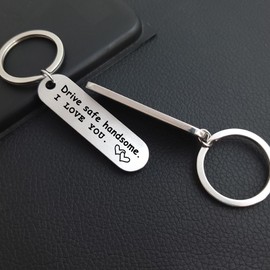 Drive Safe Keychain I Love You Handsome Key chain Funny Father's Day Gifts for Boyfriend Husband You Have My Heart Keyring Gift For Him Christmas Valentine's Day Gifts