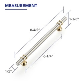 Ravinte Hardware 20 Pack 8-13/16 Inch Brushed Nickel & Gold Cabinet Pulls Handles Kitchen Cabinet Hardware Cupboard Handles Dresser Drawer Pulls 6-1/4 Inch CC