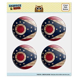 Rustic Distressed Ohio State Flag Puffy Bubble Dome Scrapbooking Crafting Sticker Set