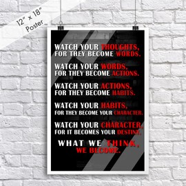 Watch Your Thoughts Poster Motivational Quote Poster Classroom Posters Quotes Decorations Growth Mindset Decor Learning Classroom Teachers Decoration Educational Teaching Supplies Class Library P122