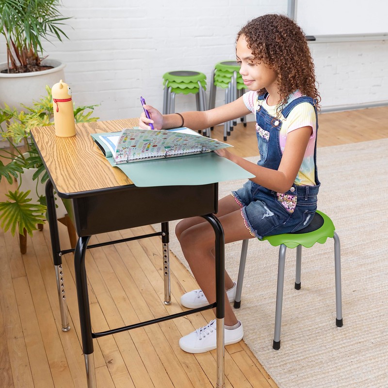 ECR4Kids Daisy Stackable Stool Set, Flexible Seating, Grassy Green, 8-Piece