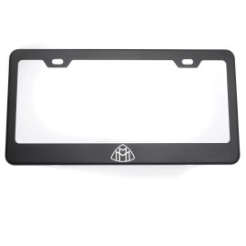 KA Depot For Maybach License Plate Frame Matte Black W/Chrome Logo Engraved Cap Stainless