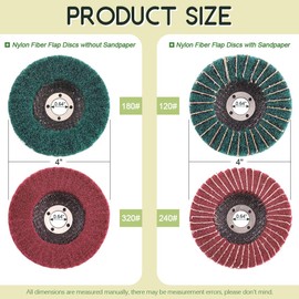 Keadic 8Pcs Nylon Fiber Flap Disc for Bench Grinder, 4 Inch Nylon Fiber Grinding Wheel, 120 180 240 320 Grit Scouring Pad Buffing Wheel Abrasive Sanding Wheels for Polishing Tools(Red & Green)