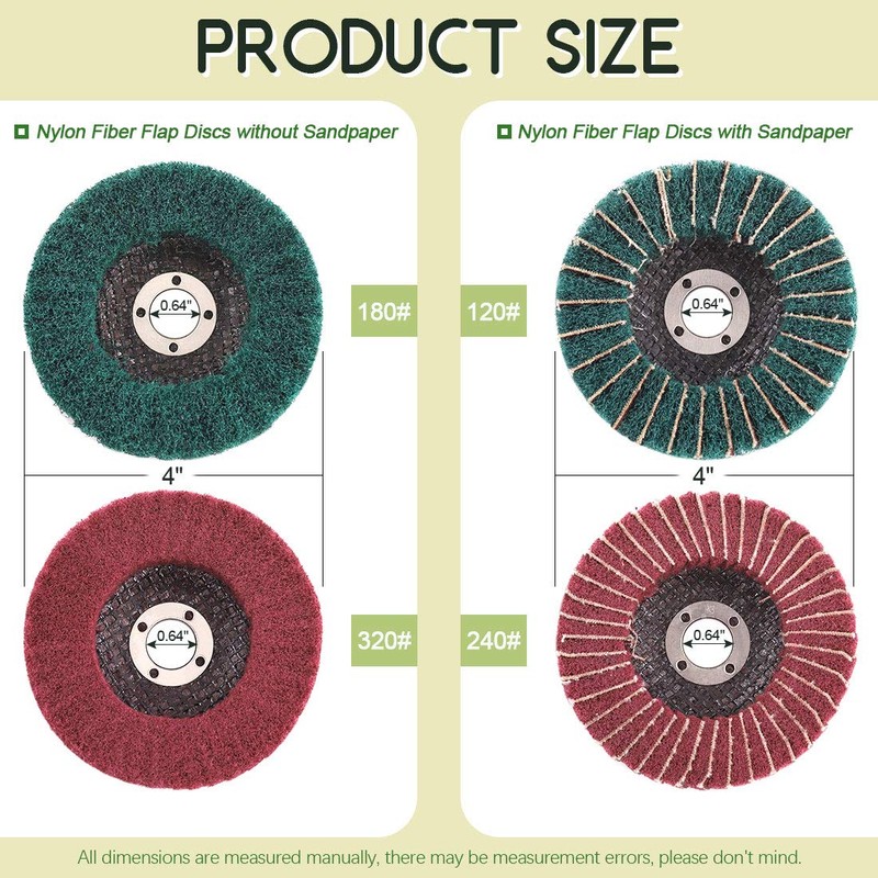 Keadic 8Pcs Nylon Fiber Flap Disc for Bench Grinder, 4