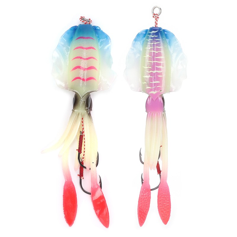 Fishing Squid Lure Octopus UV Luminous Squid Jigs with Hook