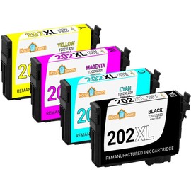 Houseoftoners Remanufactured for Epson 202XL Ink Cartridge High Yield Replacment for Epson 202XL Ink Cartridge Compatible with Expression XP-5100 Workforce WF-2860-4 Pack (Multicolor)