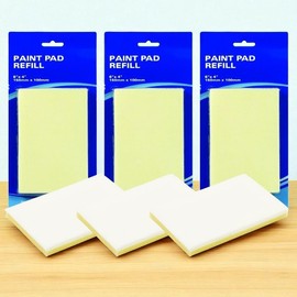 3 x Fine Fibre Paint Pad Refill - 150mm x 100mm 6 x 4 Inch Pad - Ideal for Decorating Cutting I and Edging - Click System Paint Roler Pad.