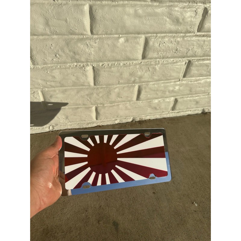 Japan Rising Flag Mirror Acrylic laser cut license plate JDM