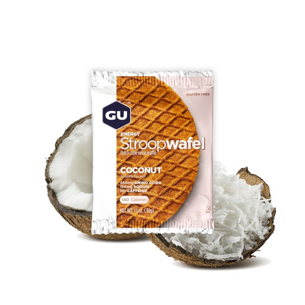 GU Energy Stroopwafel, Gluten Free, Coconut Sports Nutrition Waffle, 16 Count