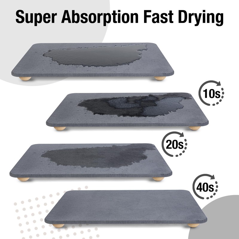 Large Stone Dish Drying Mat for Kitchen Counter, 24"×16" Quick