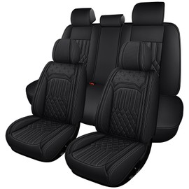 ITEYAO Car Seat Covers for Mazda 3 2004-2023 2024,5 Seats Full Set Breathable Nappa Leather Seat Cover Fit Mazda3,Waterproof Car Seat Protector, Airbag Compatible Automotive Seat Covers(Black)