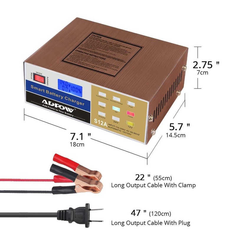 ADPOW 12 Volt Battery Charger 12V 24V 12A Automotive Smart