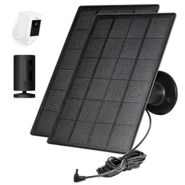 Ring Camera Solar Panel, Compatible with Ring Stick Up Cam Battery, Ring Spotlight Cam Battery, Not for Spotlight Plus/Pro, Waterproof 6V3W, 9.8 inch Long Charging Cable (2Pack) (Black)
