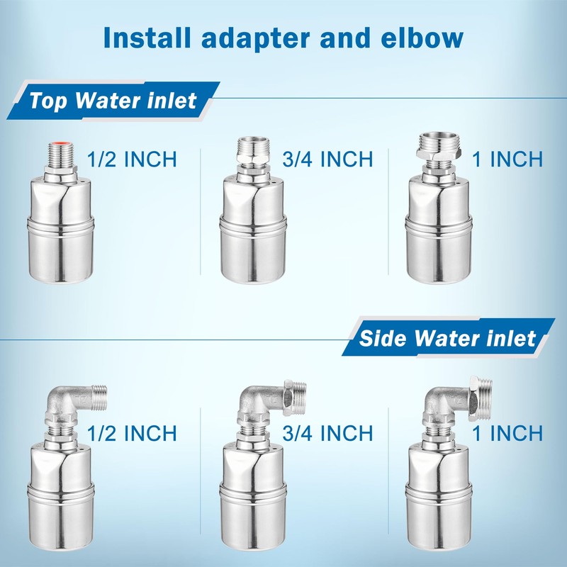 Mornajina 1/2" 3/4" 1" Automatic Float Valve, 304 Stainless Steel