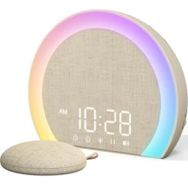 ANJANK Extra Loud Alarm Clock with Wireless Bed Shaker, Vibrating Dual Alarm with Light Wake Up for Heavy Sleepers & Hearing Impaired, 9-Color Night Light, 8 Sounds, 0-100% Dimmer, USB Charger