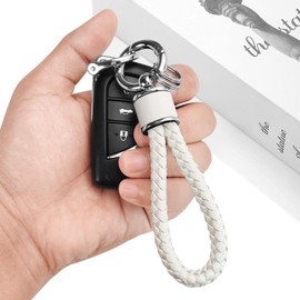 Tukellen - Llavero de piel para llavero de coche, llavero de mujer, con anillo en D giratorio de 360 grados y destornillador