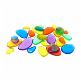 Playlearn Rainbow Stone for Stacking & Balancing Games for Children-30Pcs Rainbow Pebbles Sensory Fidget Toys Building Games Balancing Stones-Colorful Rainbow Stacking Peeble Stones for Sorting Game