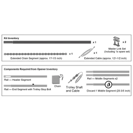 8CX 8 Foot Garage Door Chain Drive Extension Kit, Black, Compatible with beamUP Garage Door Openers Pacer (BU50), Workhorse (BU100), Everlift (BU250) & Sentry (BU400), Garage Door Parts & Accessories