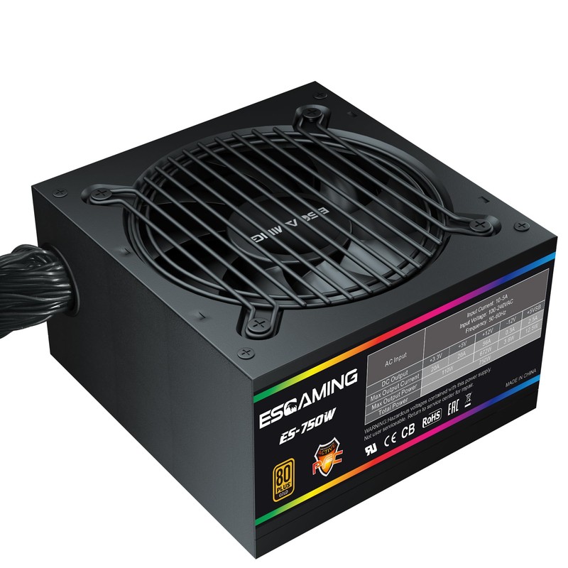 750W Power Supply, 80 Plus Gold Certified Non-Modular PSU with