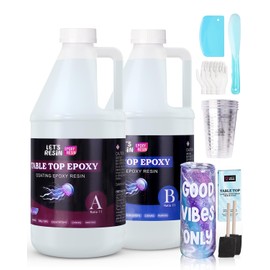 LET'S RESIN EPOXY RESIN 1 Gallon High Viscosity Resin for Table Top,2 Part Epoxy for Tumblers,Crystal Clear Thick Resin Kit with High Gloss Finish for Countertop,River Table