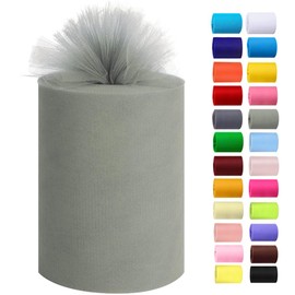 Tulle Rolls 6” by 100 Yards (300 feet) Tulle Roll Spool Fabric for DIY Tutu Skirts Wedding Baby Shower Crafts Decorations Party Supplies (Silver)