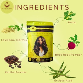 HOLLYWOOD HENNA Hair Color for Women - Cruelty-Free Natural Hair Color for Women - Ammonia Free Organic Hair Color with Pure Herbs - Henna Based Hair Color for Men & Women - (Dark Brown, 0.5lbs)