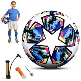 Ronronner Football 2025, Regular No. 5 Ball, Football Lovers Birthday Gift, Regular Play and Training for Children and Adults, Football with Pump, 22 cm Diameter