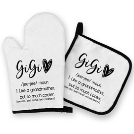 OHSUL Gigi Gifts Oven Mitts and Pot Holders Sets, Gifts for Gigi Kitchen Decor Accessories, Gigi Gifts for Grandma Heat Resistant Oven Gloves Hot Pads for Kitchen Cooking Baking Grilling