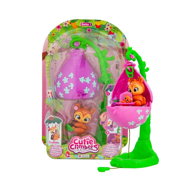 CUTIE CLIMBERS S1 Family Pack Fruitties Dara | Flower House with 1 Pet to Collect climbing and with puppy - Baby Toy +3 Years