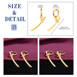 Yumilok Stainless Steel Hoop Earrings for Men Women Earrings Men's Silver Sword Dagger Earrings Earrings, Stainless Steel