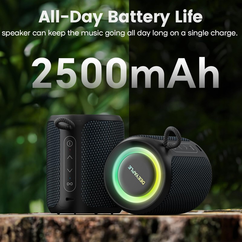 Deeyaple Portable Bluetooth Speaker, IP67 Waterproof Mini Bluetooth Speaker Wireless