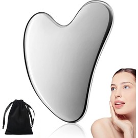 Gua Sha,Herramienta de masaje de acero inoxidable Guasha,Herramienta de Guasha Facial,para terapia de acupuntura facial y corporal,belleza y relajación de los músculos del cuerpo (A)