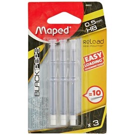 Maped Black 'Peps Reload, 0.5 mm 560511 Cartridge Mechanical Pencil Refill Leads