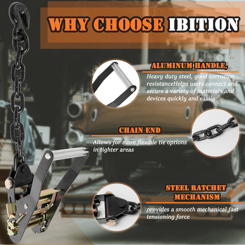 IBITION 4 Pack Car Tie Down Straps for Trailers with