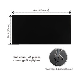 Adedeo Peel and Stick Glass Subway Tiles, 3 x 6 Inch, Black Glass Tiles for Backsplash, Kitchen Backsplash Wall, Pack of 40 Pieces, 5sq.ft