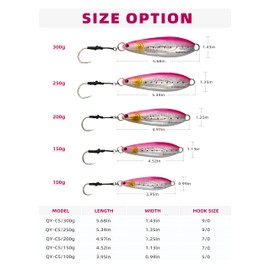 BLUEWING Fishing Lures Saltwater Slow Pitch Vertical Jigs Fish Sinking Jigging Bait with Stainless Steel Hook 150g Pink