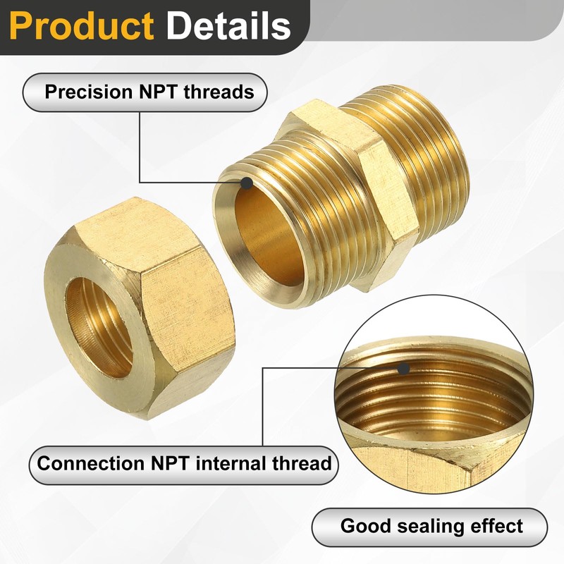 QUARKZMAN 2 Pieces Brass Compression Pipe Fitting, 15mm Pipe OD