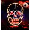 TWINGLEHOME 13.3" Lighted Skull Halloween Window Silhouette, 50 Mini Lights