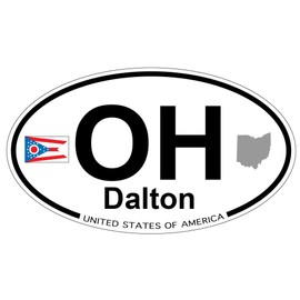 US Decal, Inc. Dalton, Ohio Oval Sticker with State Flag